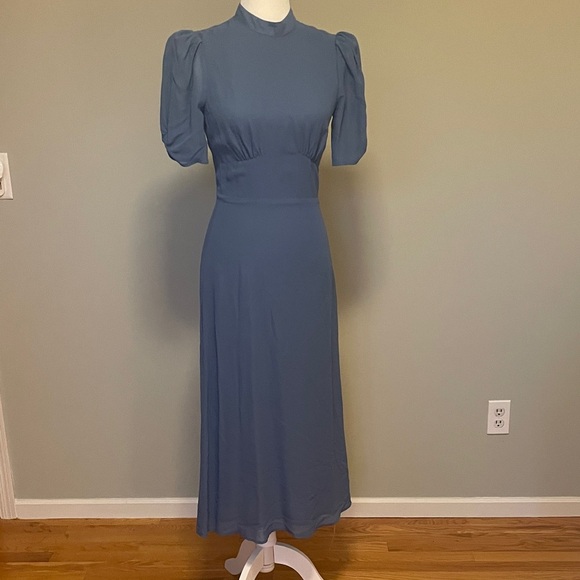 Reformation Slate Blue Midi Dress- new with tags never worn - Picture 6 of 9